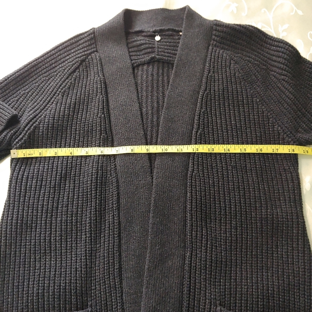 ANTHROPOLOGIE KNITTED & KNOTTED DARK Gray MAJELLA Open Front WOOL BLEND CARDIGAN - Picture 13 of 16